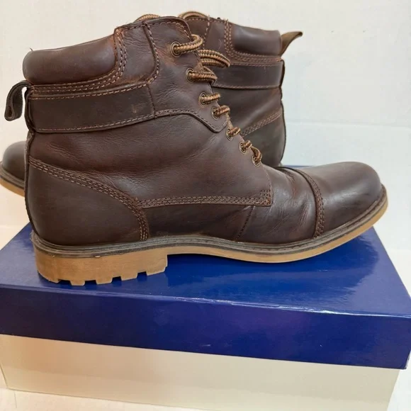 Johnston & Murphy Lombard Cap Toe Rich Brown Lace-Up Boots Size 10 M - Picture 11 of 12